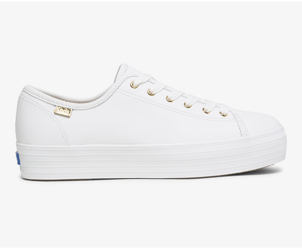 Tenis Keds Mujer Blancos - Triple Kick Luxe Cuero - 0879-SMDZQ